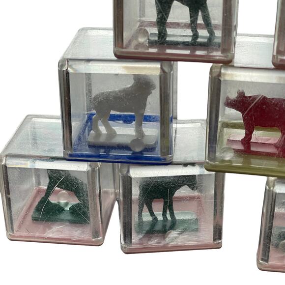 Vintage Kusan Koo Zoo Clear Plastic Blocks Animals Rattle Inside 1950s Toy READ - Picture 4 of 16